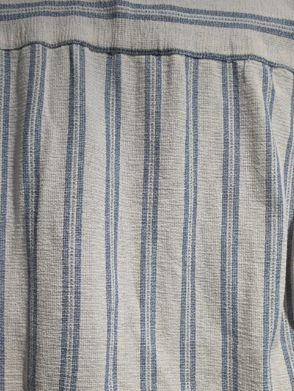 Denim & Flower Cream Short-Sleeve Button-Down with Blue Stripes